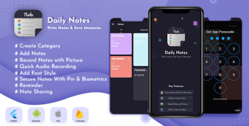 Daily Notes App - Flutter App Notes, Notepad & FireBase using with Clean & Minimal UI