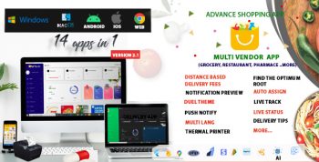 Multi-Vendor - Food, Grocery, Pharmacy & Courier Delivery App |  16 apps