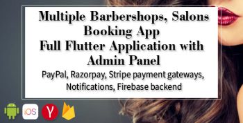 Multiple Barbershops, Salons Booking App - Full Flutter Application with Admin Panel (Android+iOS)