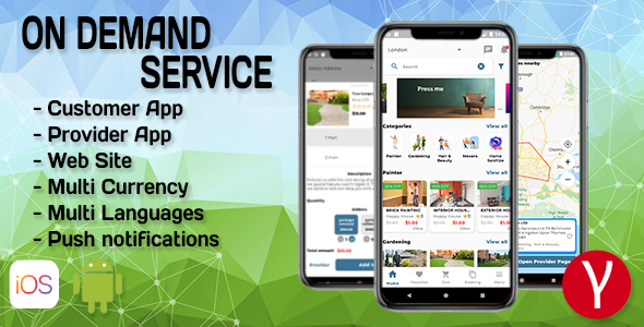 On Demand Service Solution - 4 Apps - Customer + Provider + Admin Panel + Web Site - Flutter (iOS+An