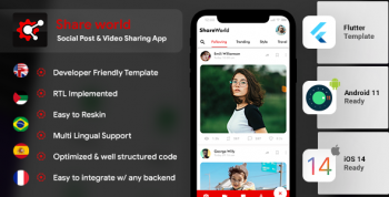 Social Network App Template | Video Story, Chats, Group Chats | Android + iOS| Flutter 2| ShareWorld