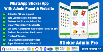 StickerAdmin Pro : WhatsApp Stickers App with admin panel + Website (Animated Sticker) - 2021