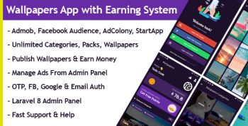 Wallpapers App with Earning system + Admin Panel