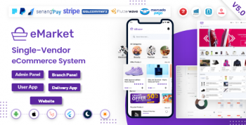 eMarket single vendor eCommerce App with Website, Admin Panel and Delivery boy app V5.0