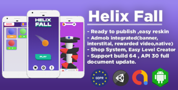 Helix Fall (Unity Game Template + Admob Ads + GDPR Consent)