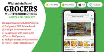 "Grocers" Multivendor Grocery Stores with Flutter + Owner + Driver + Website + flutter 2.x