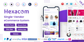Hexacom single vendor eCommerce App with Website, Admin Panel and Delivery boy app V6.0