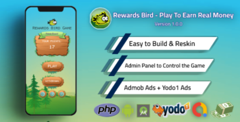 Rewards Bird - Play and Earn Real Money Game with Admin Panel and Admob