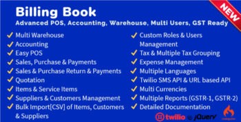 Billing Book -Advanced POS, Inventory, Accounting, Warehouse, Multi Users, GST Ready