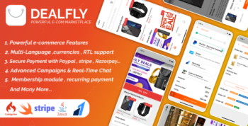 Dealfly - E-commerce & multi-vendors marketplace,Offers, Subscription system - iOS & Android - v2.7