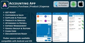 Accounting App - Business, Customers, Sales, Purchase, Payroll, GST, Flutter, Android, iOS