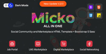 Micko - Social Community and Marketplace HTML Template