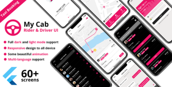Taxi service Android App Template + iOS App Template | Flutter | My Cab Driver & Rider Taxi Booking