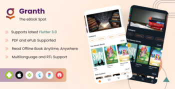 Granth - Full Flutter 3.x EBook App (ePub, PDF) + Laravel Admin Panel