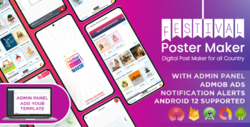 Festival Poster Maker, Business Poster Maker with PHP Admin Panel, Greeting Post Maker & Videos