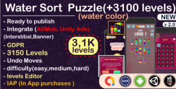 Water Sort Puzzle, liquid sorting (complete unity game +AdMob)