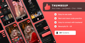 ThumbsUp - Short Video App, Video Creating & Sharing App, Social Media (Android UI Kit)