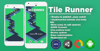 Tile Runner - Unity Template (Admob Ads +Unity Ads+ GDPR Consent)