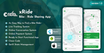 xRide - Modern Bike Ride Sharing Flutter App UI Kit