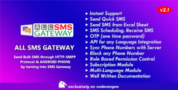 All SMS Gateway - Send Bulk SMS through HTTP-SMPP Protocol & Android Phone by Turning into Gateway