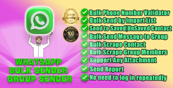 Whatsapp Bulk Sender |Group Sender|Scrape Group|Wa Filter