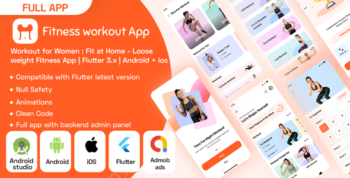 Workout for Women: Fit at Home - Loose weight Fitness with admin panel | Flutter 3.x | Android + ios