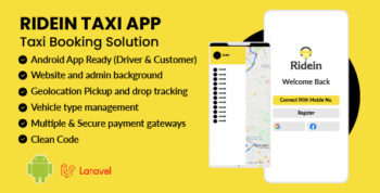 RideIn Taxi App- Online Android Taxi Booking App With Admin Panel & Driver | User Panel