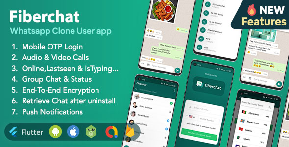 Fiberchat - Whatsapp Clone Full Chat & Call App | Android & iOS Flutter Chat app