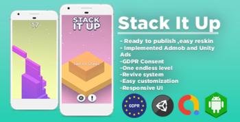 Stack It Up - Unity Template (Admob Ads +Unity Ads+ GDPR Consent)