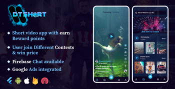 DTShort - TikTok clone | Short Video flutter full app | android | ios | Admin panel