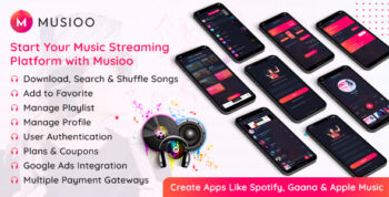 Musioo - Online Music Streaming Platform Flutter App with Admob Ads