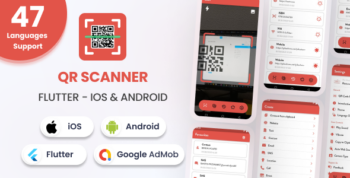 QR Code Scanner & Barcode Reader - Flutter Android & iOS Full App (47 Languages)