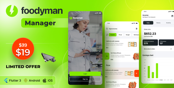 Foodyman - Restaurant and Grocery Vendor App (iOS&Android)