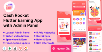 Cash Rocket – Flutter Earning App with Admin Panel