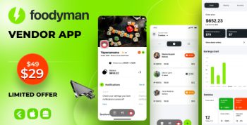 Foodyman - Multi - Restaurant (and Grocery) Vendor App (iOS&Android)