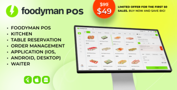 Foodyman - Single Restaurant POS + Kitchen  + Table Reservation + Waiter (iOS, Android, Desktop)