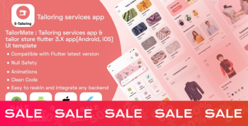 TailorMate : Tailoring services app & Tailor Store flutter 3.X app(Android, iOS) UI template