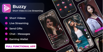 Buzzy - Short Video & Live Streaming Android App, Tiktok Clone with Admin Panel