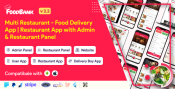 FoodBank Multi Restaurant - Food Delivery App | Restaurant App with Admin & Restaurant Panel