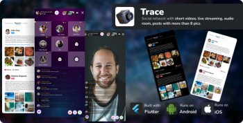 Trace social network with reels, video and audio rooms, live streaming and more.