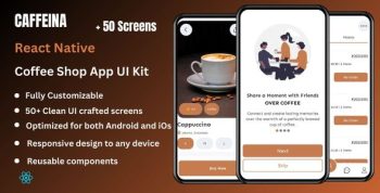 Caffeina - Coffee Shop App Template UI KIT | React Native