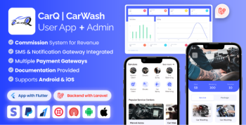 CarQ Car Wash Marketplace SAAS User Flutter App & Laravel Admin Panel