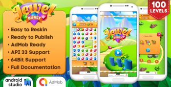 Jewel Burst - Match 3 Game Android Studio Project with AdMob Ads + Ready to Publish