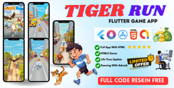 Tiger Run Flutter Mobile Game with HTML5 Code