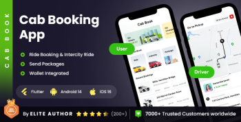 4 App Template | Cab Booking & Courier Package Sending App | Taxi Booking Mobile App | Cab Book