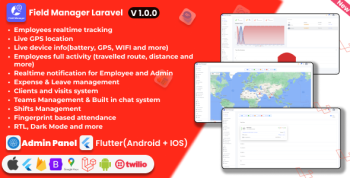 Field Manager Laravel + Flutter Field Employee tracking complete HRMS solution | Android + IOS