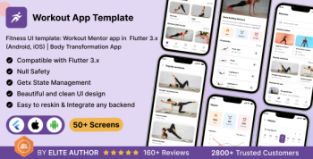 Fitness UI template: Workout Mentor app in  Flutter 3.x (Android, iOS) | Body Transformation App