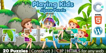 Playing Kids Jigsaw Puzzle Game (Construct 3 | C3P | HTML5) 20 Levels