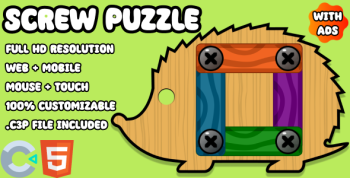 Screw Puzzle - Wood Bolts and Nuts. HTML5 Game (Construct 3). Web and Mobile ready