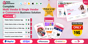 Ready ecommerce - Complete Multi Vendor e-Commerce Mobile App, Website, Rider App with Seller App